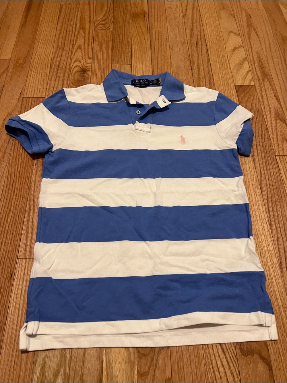 Polo by Ralph Lauren Blue & White Horizontal Stripe Polo